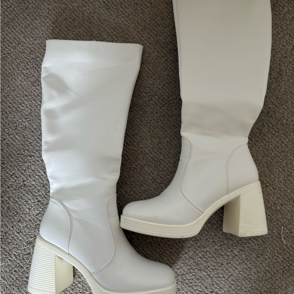 Women's White Knee-High Boots